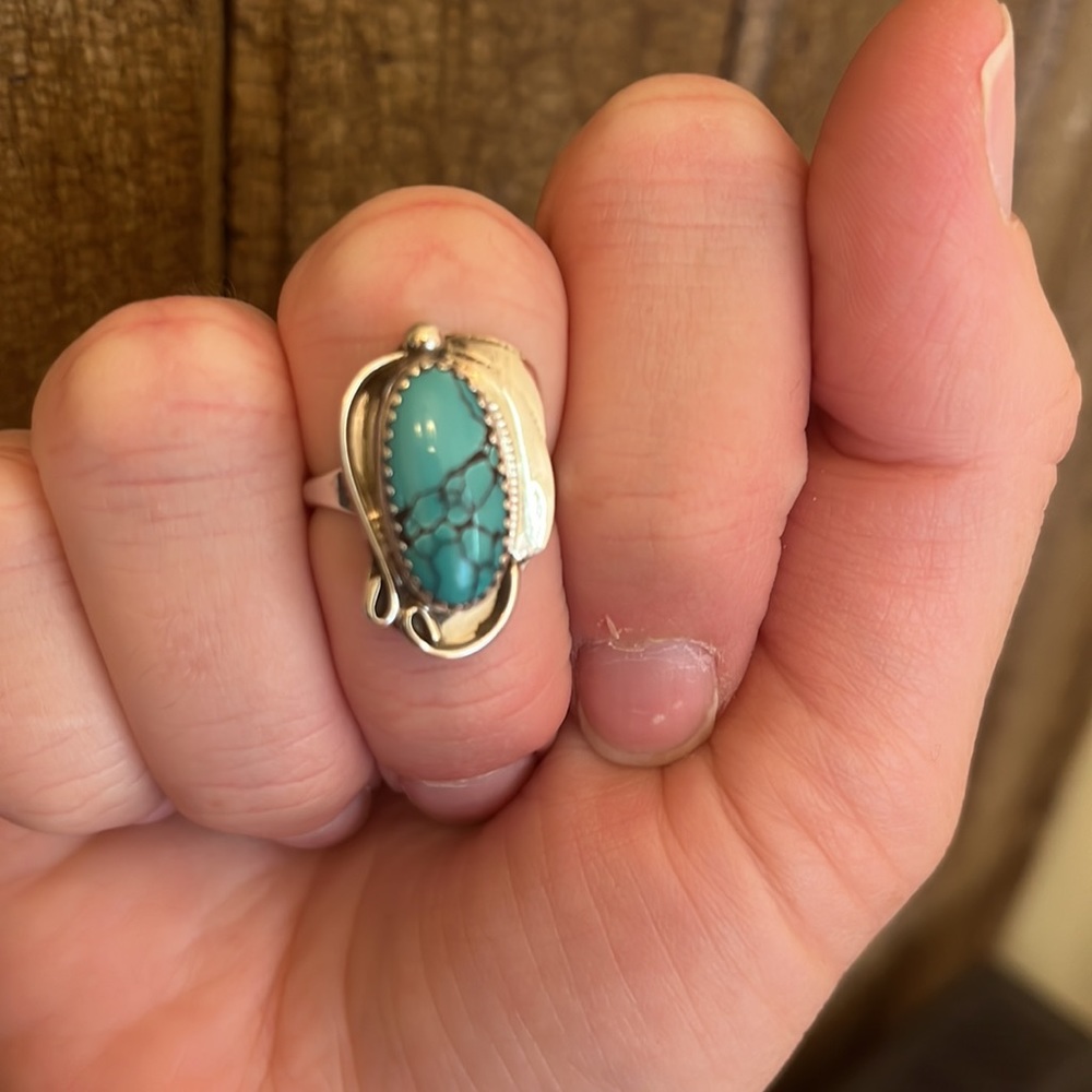 Navajo Artist CT Vintage Turquoise Sterling Silver Ring - Picture 5 of 14